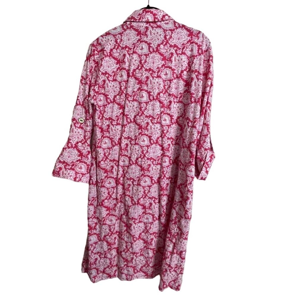 J. McLaughlin Size S 3/4 Sleeve Button Popover Pink White Floral Sheath Dress - Picture 8 of 8